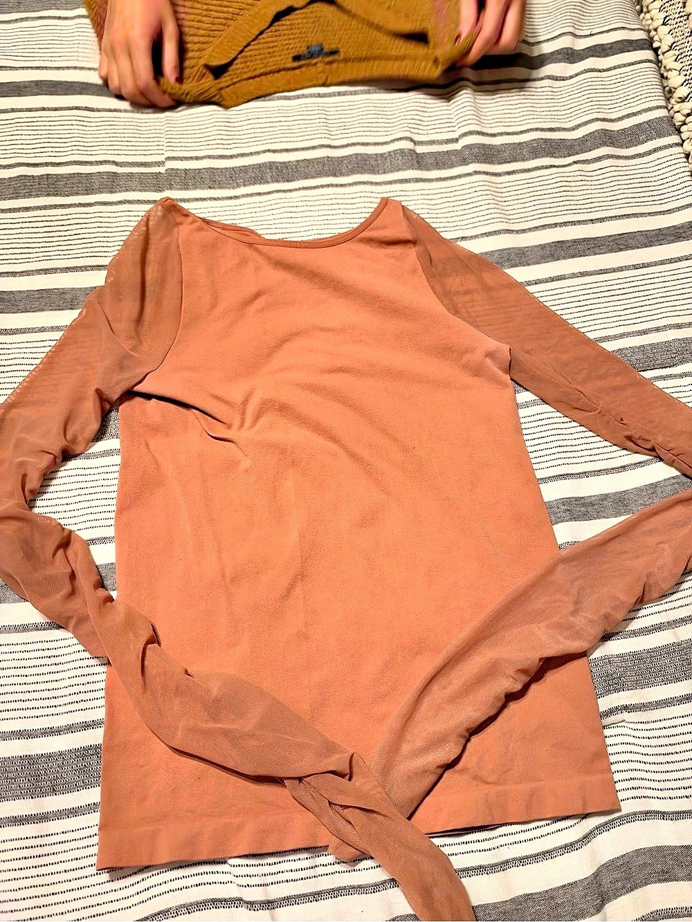 Free People Lilly Printed Long Sleeve Top Brown